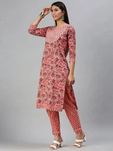 Women's Peach Printed Kurta SetsS361-Peach